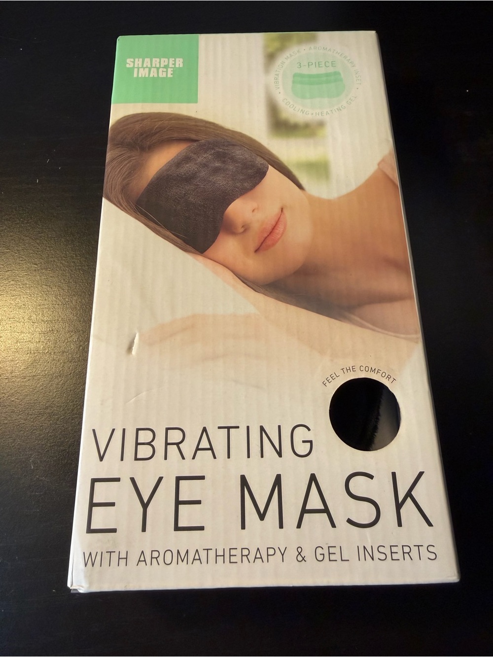 Vibrating Plush Eye Mask - Gray with Blue Gel Insert